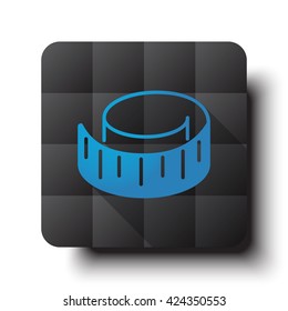 Flat Measuring Tape icon on black app button with drop shadow