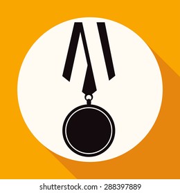 Flat medal icon with long shadow