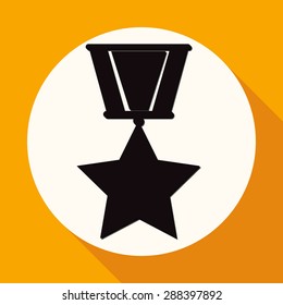 Flat medal icon with long shadow