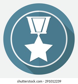 Flat medal icon with long shadow