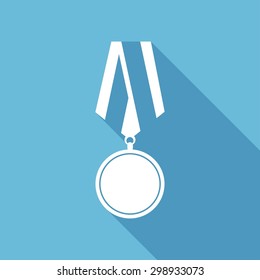 Flat medal icon with long shadow