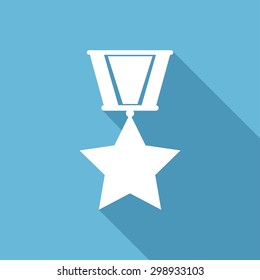 Flat medal icon with long shadow