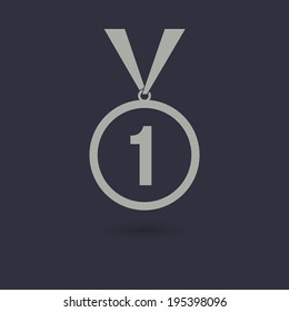 Flat medal icon with ribbon 