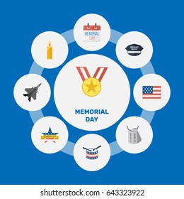 Flat Medallion, History, Musical Instrument And Other Vector Elements. Set Of History Flat Symbols Also Includes Banner, Identity, Calendar Objects.