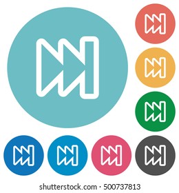 Flat media fast forward icon set on round color background.