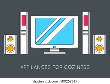 Flat media home theater background concept. Vector illustration design