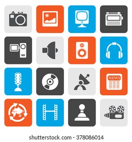 Flat Media and household  equipment icons - vector icon set 