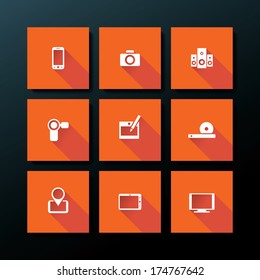 Flat media icon set - vector illustration
