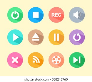 Flat media icons