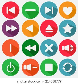 Flat media icons in white