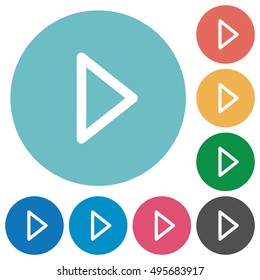 Flat media play icon set on round color background.