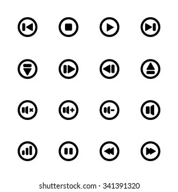 Flat Media Player Icons Set. Multimedia. Isolated. Vector Illustration