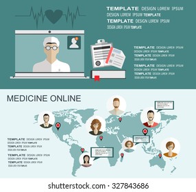  Flat medical background. First aid. Online medicine. Health care and protection, Pharmacy. Vector illustration.