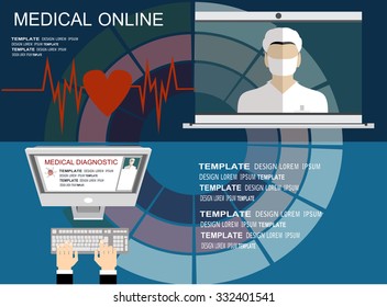 Flat medical background. First aid. Online medicine. Health care and protection, Pharmacy. Vector illustration.