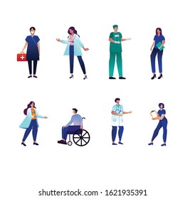 Flat Medical Character Shape Collection