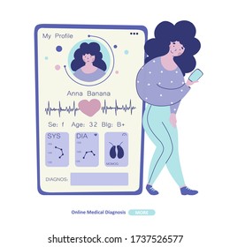 Aplicación móvil de diagnóstico médico plano para el diseño de dispositivos.