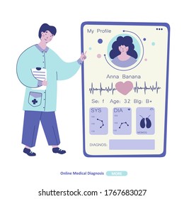 Flache medizinische Diagnostik mobile Anwendung für Gerätedesign.