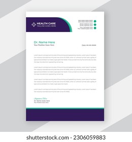 Flat medical healthcare letterhead design template