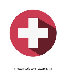 Flat Medical Hospital Icon With Long Shadow