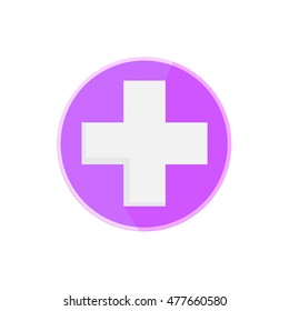 Flat Medical Hospital Icon With Long Shadow