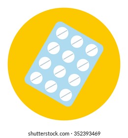 Flat medical icon blister on a color background for you web and mobile design