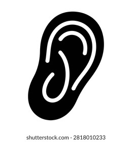 Flat Medical Icon of Human Ear Hearing Care Otology Audiology Sound Icon for App Design Illustration