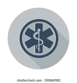 Flat Medical  icon with long shadow on grey circle