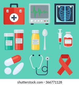 Flat medical icon set