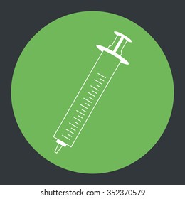 Flat medical icon syringe on a color background for you web and mobile design
