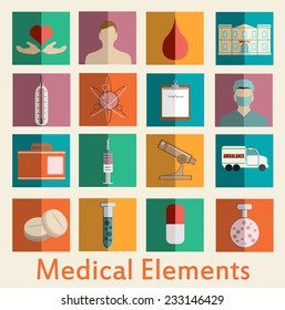 Flat medical icons