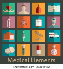 Flat medical icons