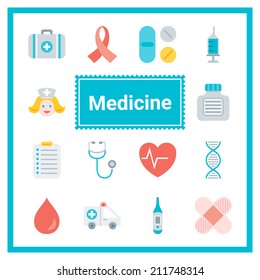 Flat medical icons set. Perfect for web and mobile applications