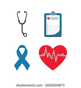 Flat medical icons vector set for web design