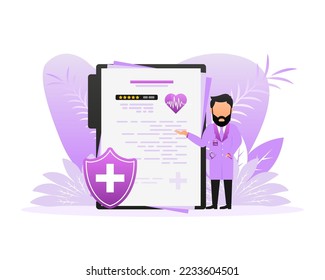 Flat medical insurance people for concept design. Health insurance concept