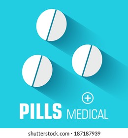 flat medical pills background. vector illustration concept