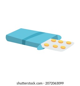 Flat medical pills icon Tablets symbol Healthcare flat design