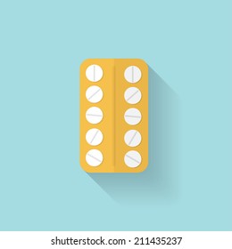 Flat medical pills icon. Tablets symbol. Health care.