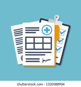 Flat medical report. Vector illustration.