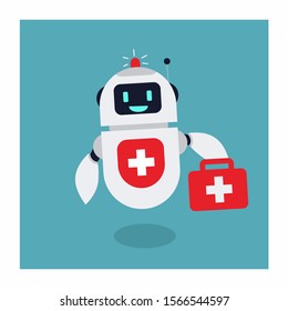 Flat Medical Robot Illustration Mascot Vector