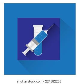 flat medical syringe icon. vector