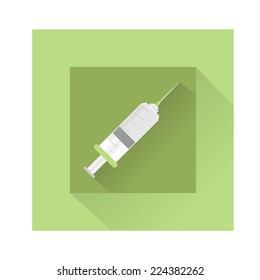 flat medical syringe icon. vector
