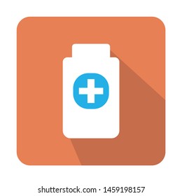 Flat medicine bottle icon vector illustration with color background 