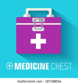 flat medicine chest background. vector illustration concept