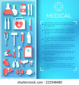 flat medicine equipment set icon concept on blurred background. vector illustration design