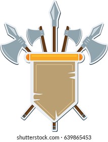 Flat medieval blazon with cold arms. Vector coat of arms