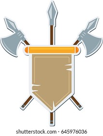 Flat medieval blazon with cold arms. Vector coat of arms
