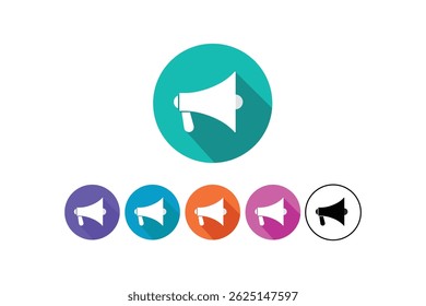 Flat Megaphone Announcement Icons, public announcement icon, marketing campaign icon