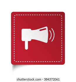 Flat Megaphone icon on red sticker