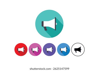 Ícones de Megafone plano para anúncios, ícone de megafone plano, ícone de anúncio público, ícone de campanha de marketing