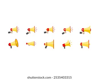 Flaches Megaphon-Illustrationselement-Set